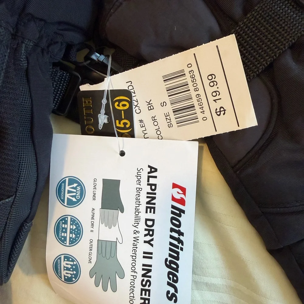 Hotfingers Youth Ski Gloves Alpine Dry II Waterproof Black Size S 5–6 NWT